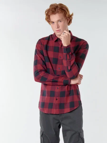 Only & Sons Košeľa Gudmund / hrdzavo červená čierna