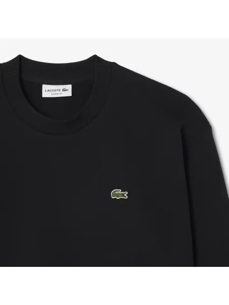 Lacoste Bluza Z Bawełnianej Dresówki czarna