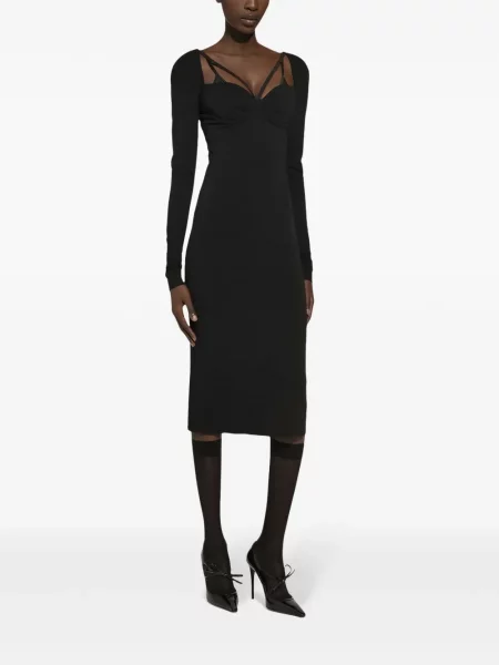 Dlouhé oblekové maxi šaty Dolce & Gabbana černé