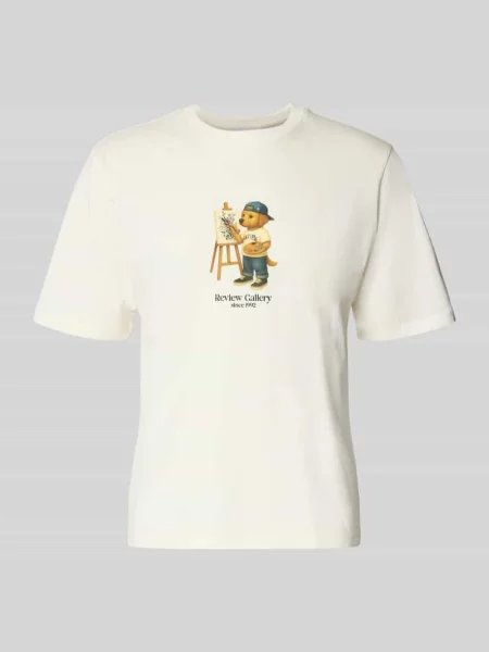 T-shirt z nadrukiem motywu Review biała
