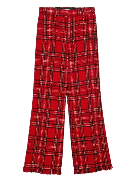 Карирани панталон Msgm с ресни червено