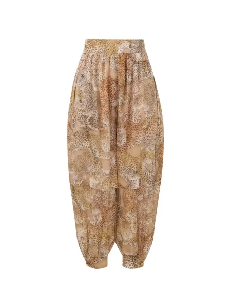 Pantaloni Zimmermann de mătase cu model leopard