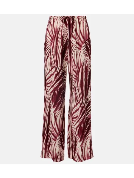 Pantaloni Dries Van Noten cu imagine bordo