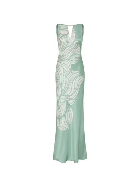 Rochie maxi Rebecca Vallance cu model floral cu imagine de costum verde