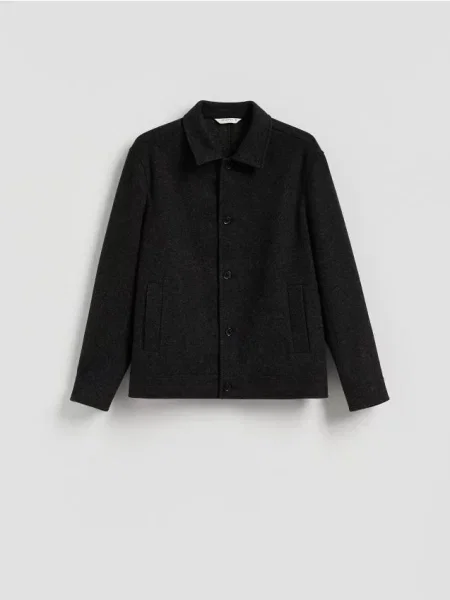 Reserved Jachetă shacket cu guler gri-închis gri