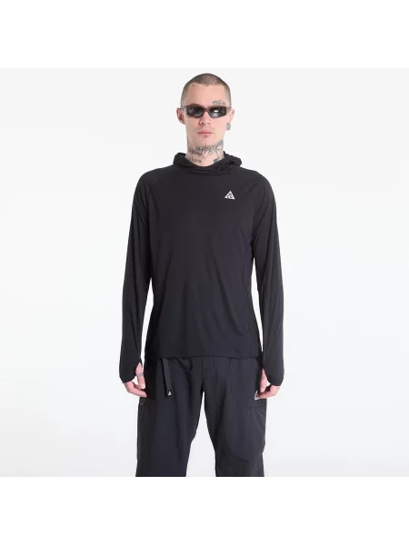 Tricou Nike ACG "Solar Chase" Dri-FIT UV Long-Sleeve Hooded Top Black/ Black/ Summit White M alb