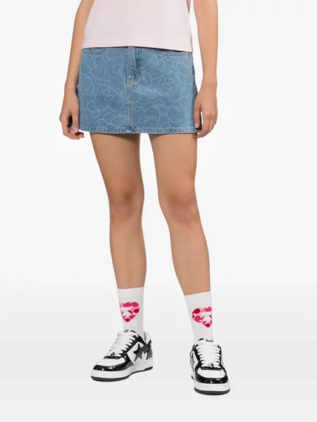 Fustă din denim Apee™ By *a Bathing Ape® cu imagine albastru