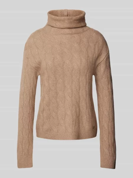 Sweter z dzianiny z mieszanki wełny i Monari beżowy