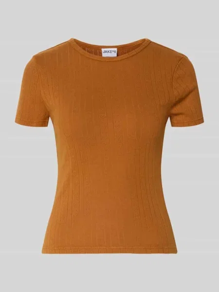 T-shirt z dzianiny o wzorze pointelle z okrągłym dekoltem Jake*s Casual