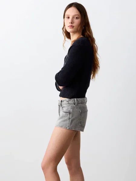 Szorty micro fit z niskim stanem denim Teen 38 MANGO TEEN szary