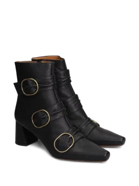 Cizme scurte Chie Mihara din piele cu cataramă negru