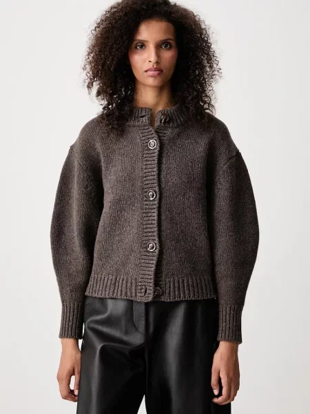 Soeur cardigan pentru femei din lână merino LEONARD maro