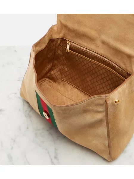 Top Gucci din piele de căprioară bej