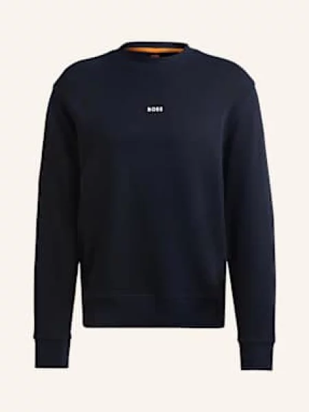Bluza z kapturem Hugo Boss z kapturem frotte z dekoltem w kształcie litery U niebieska