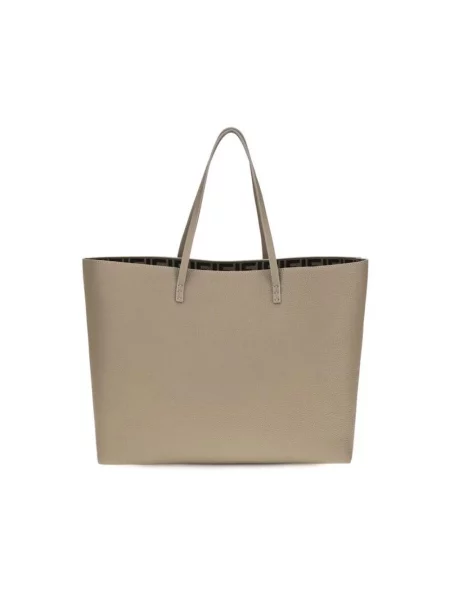 Shopperka Fendi skórzana z logo beżowa