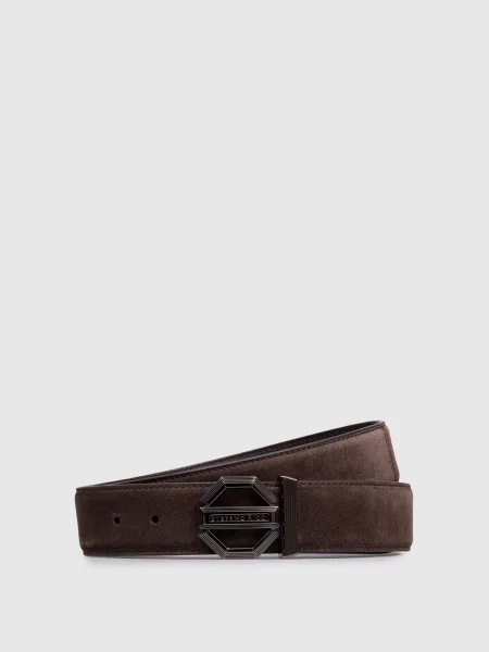 Замшевый ремень Stefano Ricci с ремешками коричневый