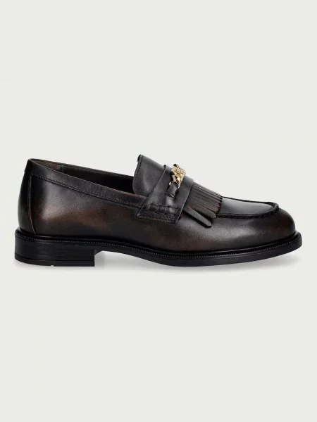 Usnjena ogrlica Tommy Hilfiger z obrobami rjava