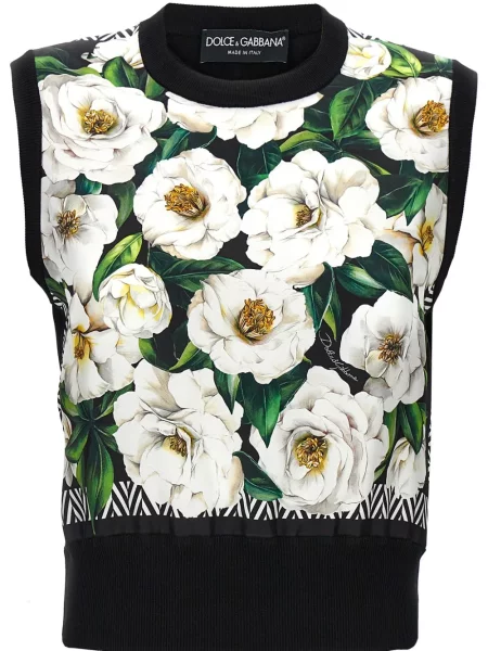 Vestă Dolce & Gabbana cu model floral cu imagine negru