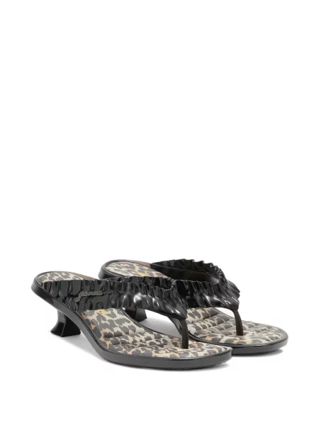 Sandale Ganni cu imagine cu model leopard negru