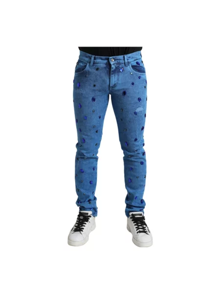 Skinny jeansy skinny Dolce And Gabbana niebieskie