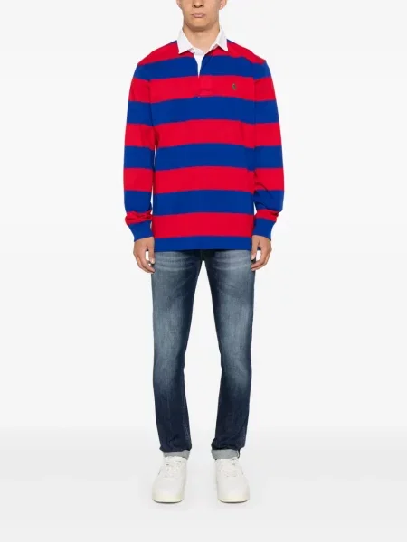 Bluza z kapturem Polo Ralph Lauren z dżerseju z zamkiem błyskawicznym do połowy klasyczna niebieska