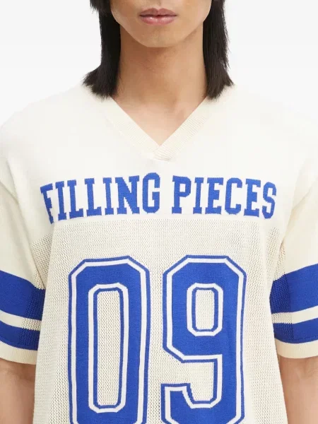 Tricou Filling Pieces cu imagine cu decolteu în V alb