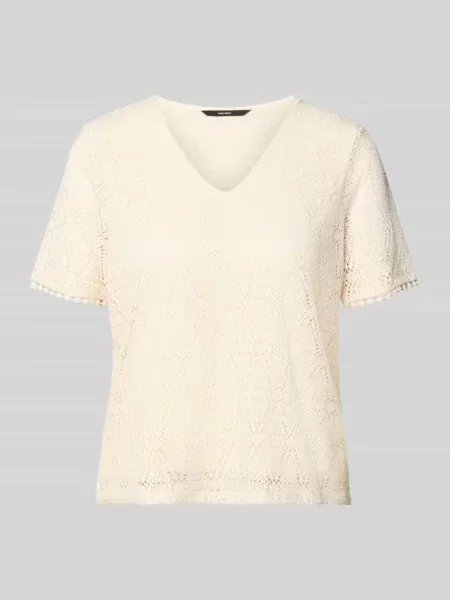 T-shirt o kroju regular fit z efektem podpalania model ‘MAYA’ Vero Moda biała