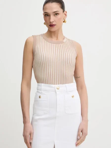 Dzianinowy top Liu Jo beżowy