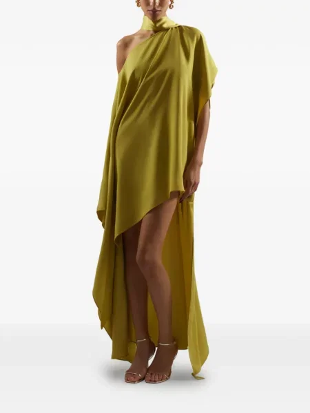 Rochie Taller Marmo cu un umăr gol de costum verde