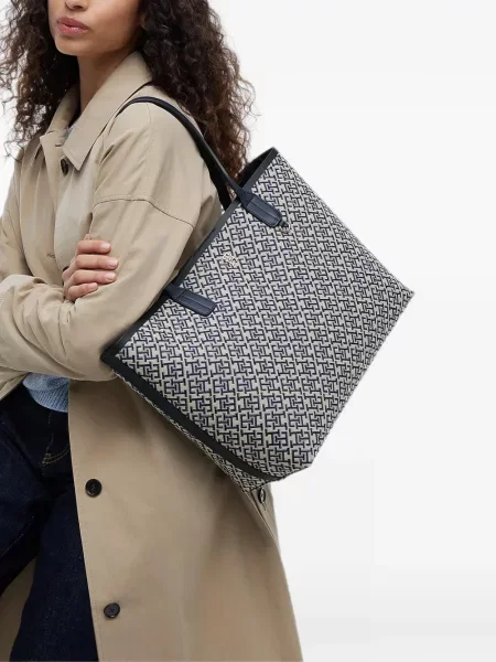 Geantă shopper Tommy Hilfiger cu autograf albastru