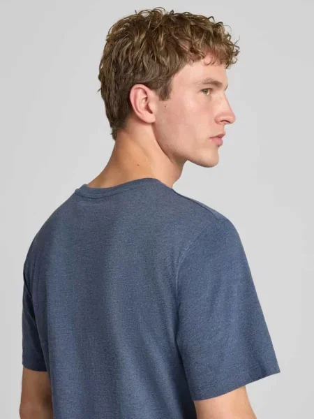T-shirt z prążkowanym okrągłym dekoltem Jack & Jones granatowa