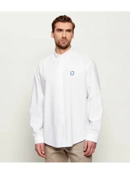 Hugo Blue Cămașă Ebalto_BD | Oversize fit oxford alb