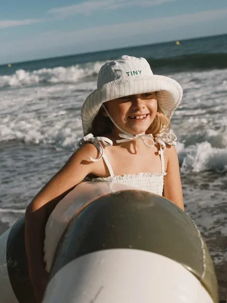 Tinycottons Дитячий капелюх CYAN FINE STRIPES BUCKET HAT