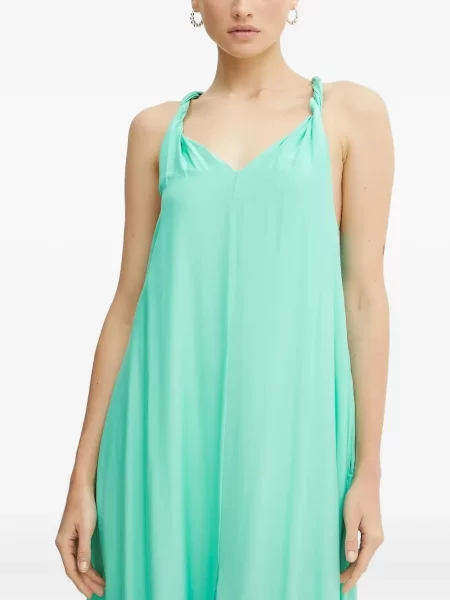 Maksi sukienka maxi Patrizia Pepe pleciona garniturowa zielona