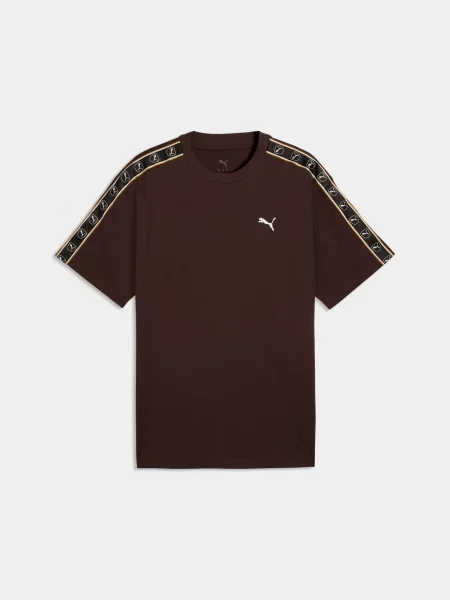Футболка PUMA Ess Elevated Tape Relaxed Te комбінований верх коричневий