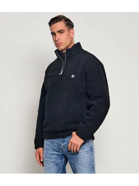 HUGO Din fleece hanorac Derylong | Relaxed fit negru