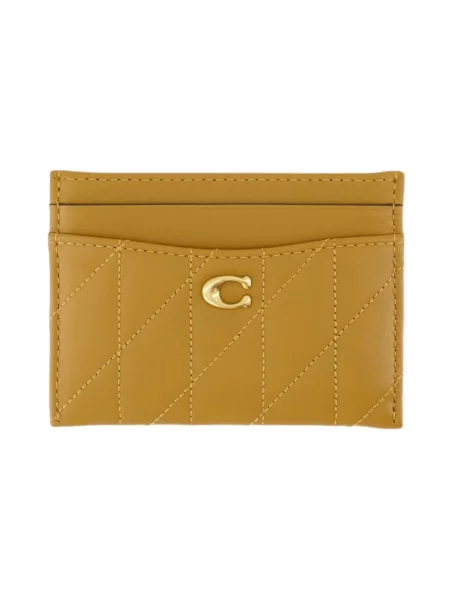 Coach etui na karty skórzane Essential Card Case beżowy brązowy