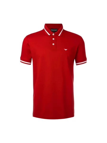 Koszulka polo Emporio Armani w paski z paskiem czerwona