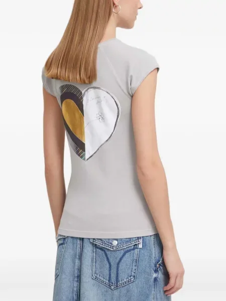 Тениска Desigual със сърца сиво