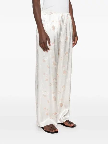 Pantaloni Dôen cu model floral din jacard