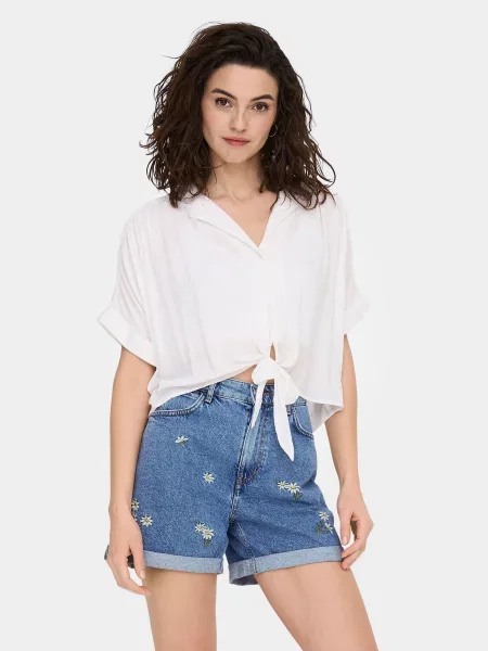 Сорочка повсякденна Only PAULA LIFE S/S TIE SHIRT білий