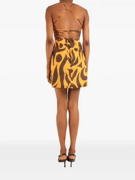 Rochie mini Cala De La Cruz cu spatele deschis galben