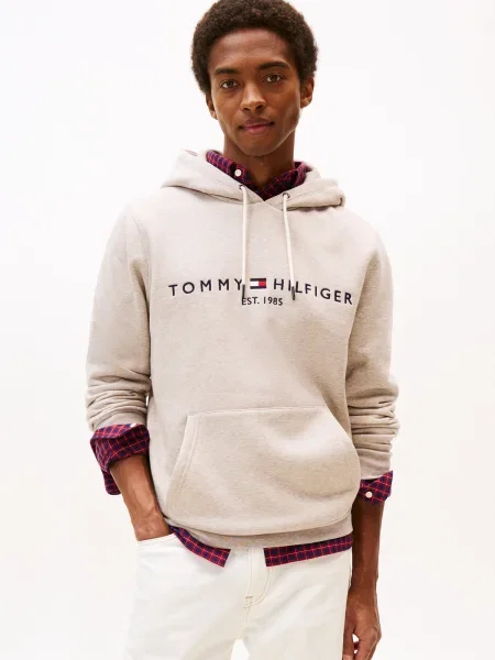 TOMMY HILFIGER Mikina námornícka modrá / kapučíno / červená béžová