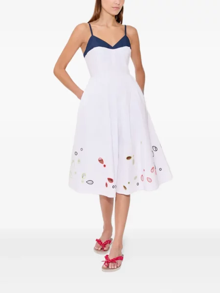Rochie Rosie Assoulin cu broderie din poplin de costum alb