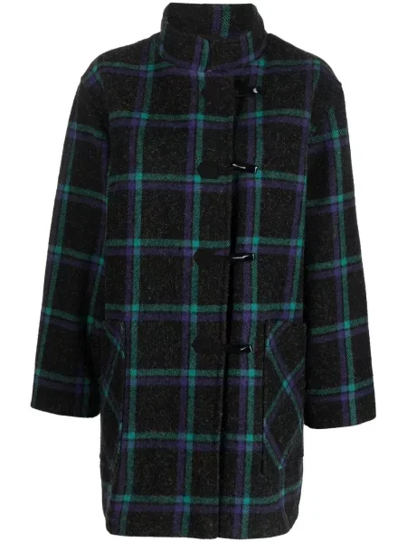 Kostkovaný retro duffle kabát A.n.g.e.l.o. Vintage Cult černý
