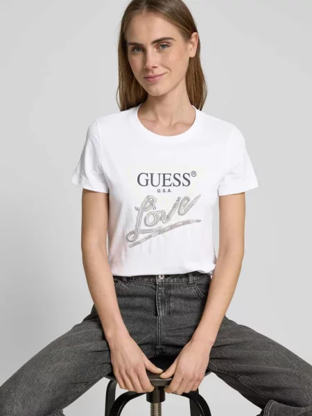 Guess Koszulki Kobieta S Crystal Tee dla Kobiet biały