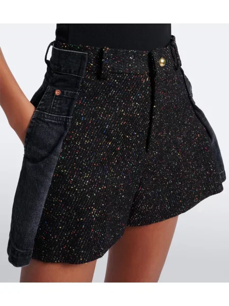 Volnene kratke jeans hlače Sacai črna
