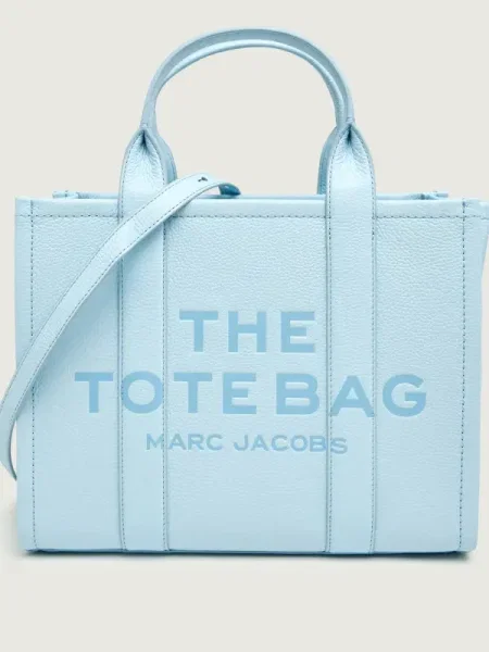 Marc Jacobs De piele geantă shopper The Leather Medium Tote Bag albastru