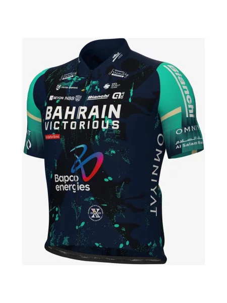 Koszulka rowerowa Bahrain-Victorious Prime krótki rękaw granatowy morski zielony S niebieska