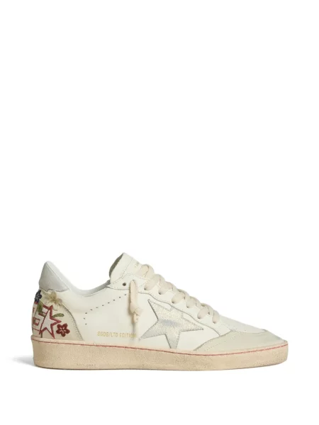 Top Golden Goose cu broderie din piele de căprioară cu model floral